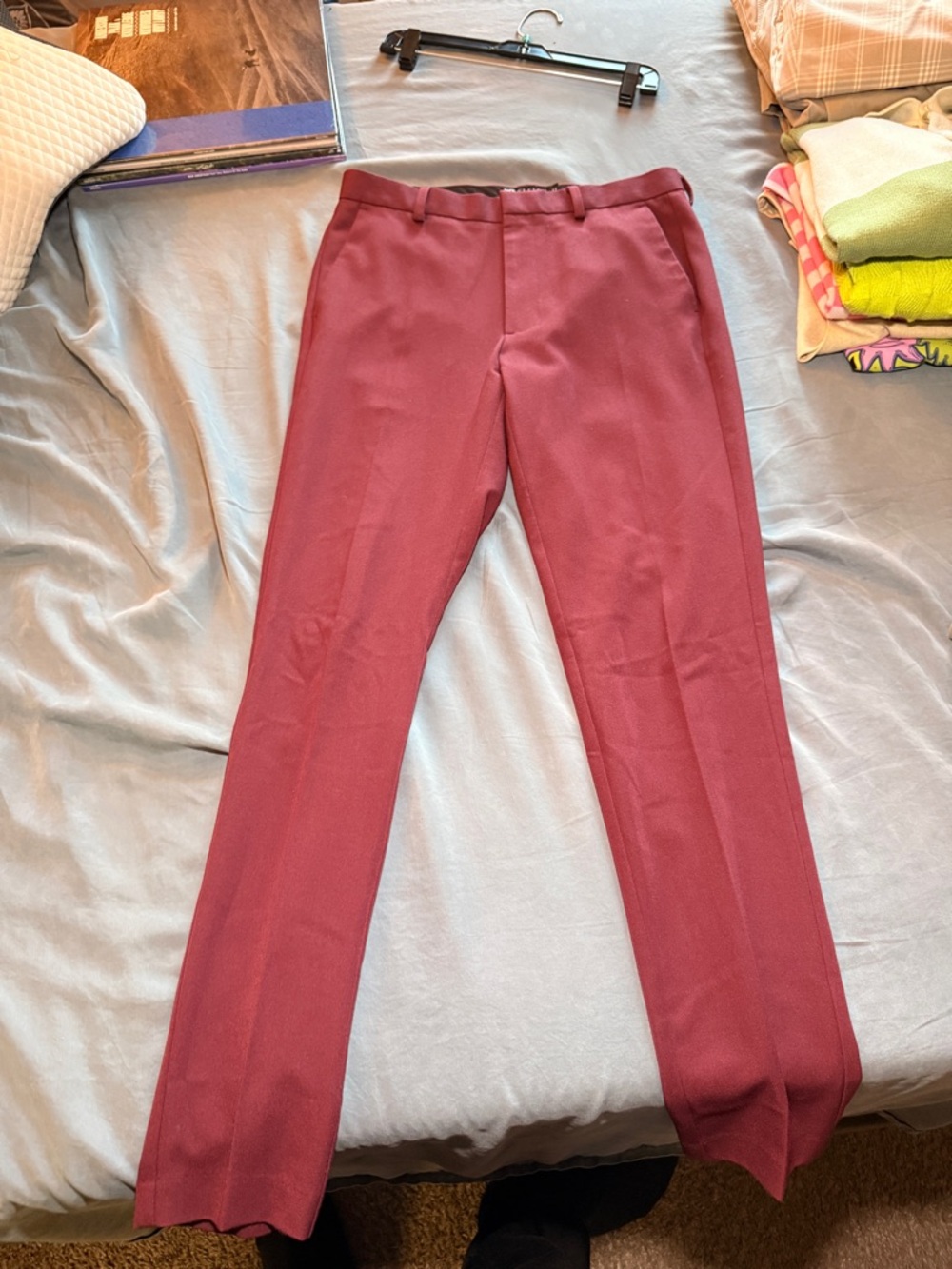 Men's Tailored Dress Pants - Burgundy EXCELLENT CONDITION 32W 32L